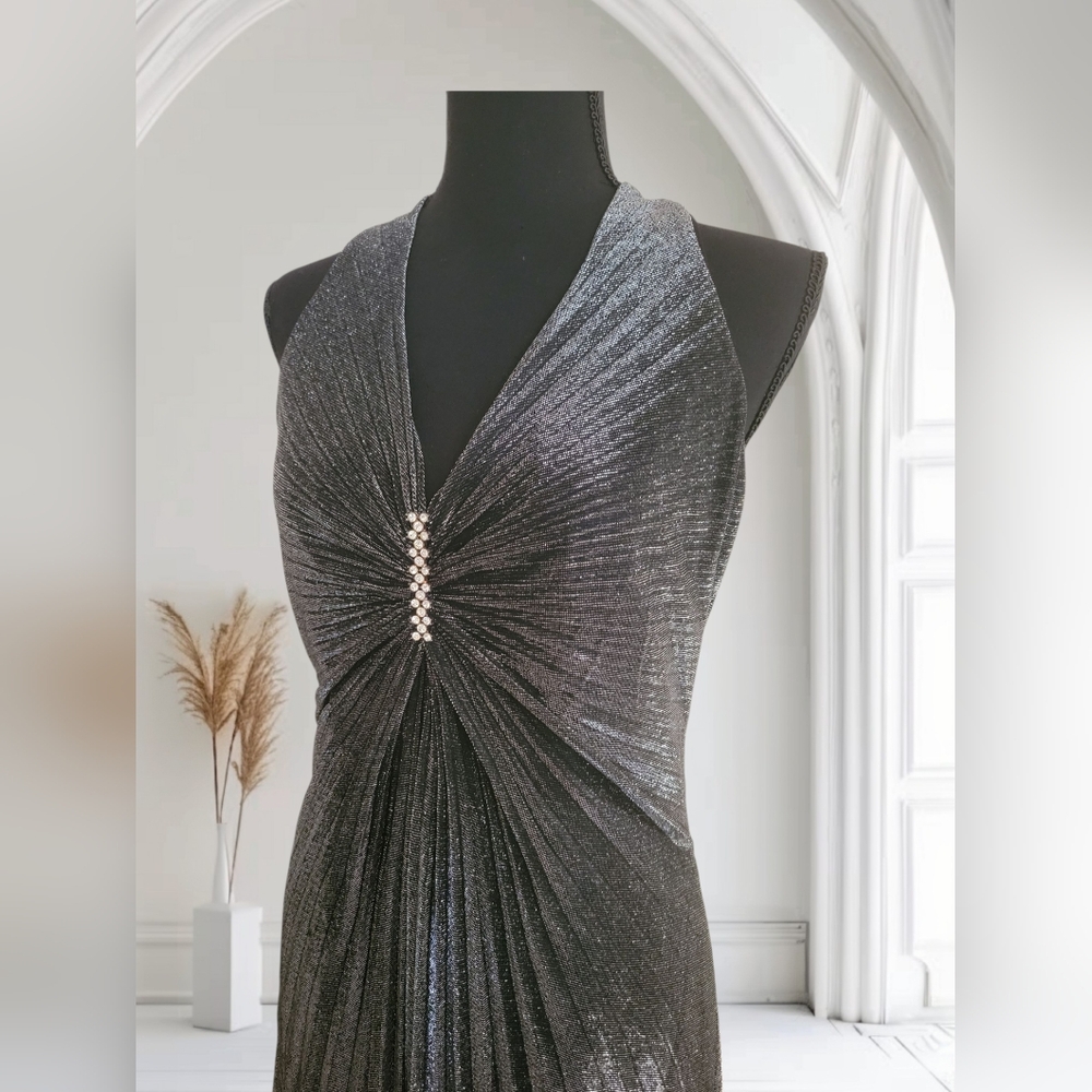 Aspeed Silver Halter Tie Front Midi Dress 🐺